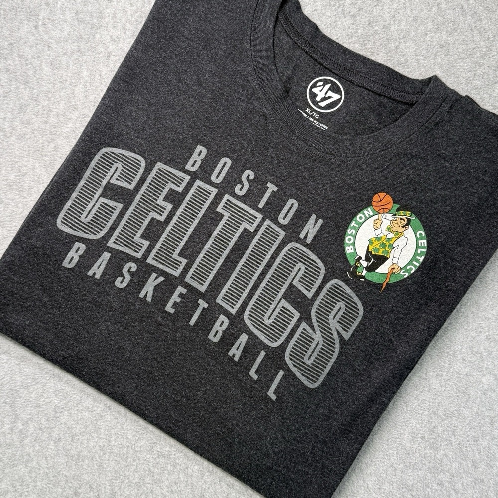 Boston Celtics NBA '47 Brand Gray Graphic Tee Shirt Men's XL Basketball